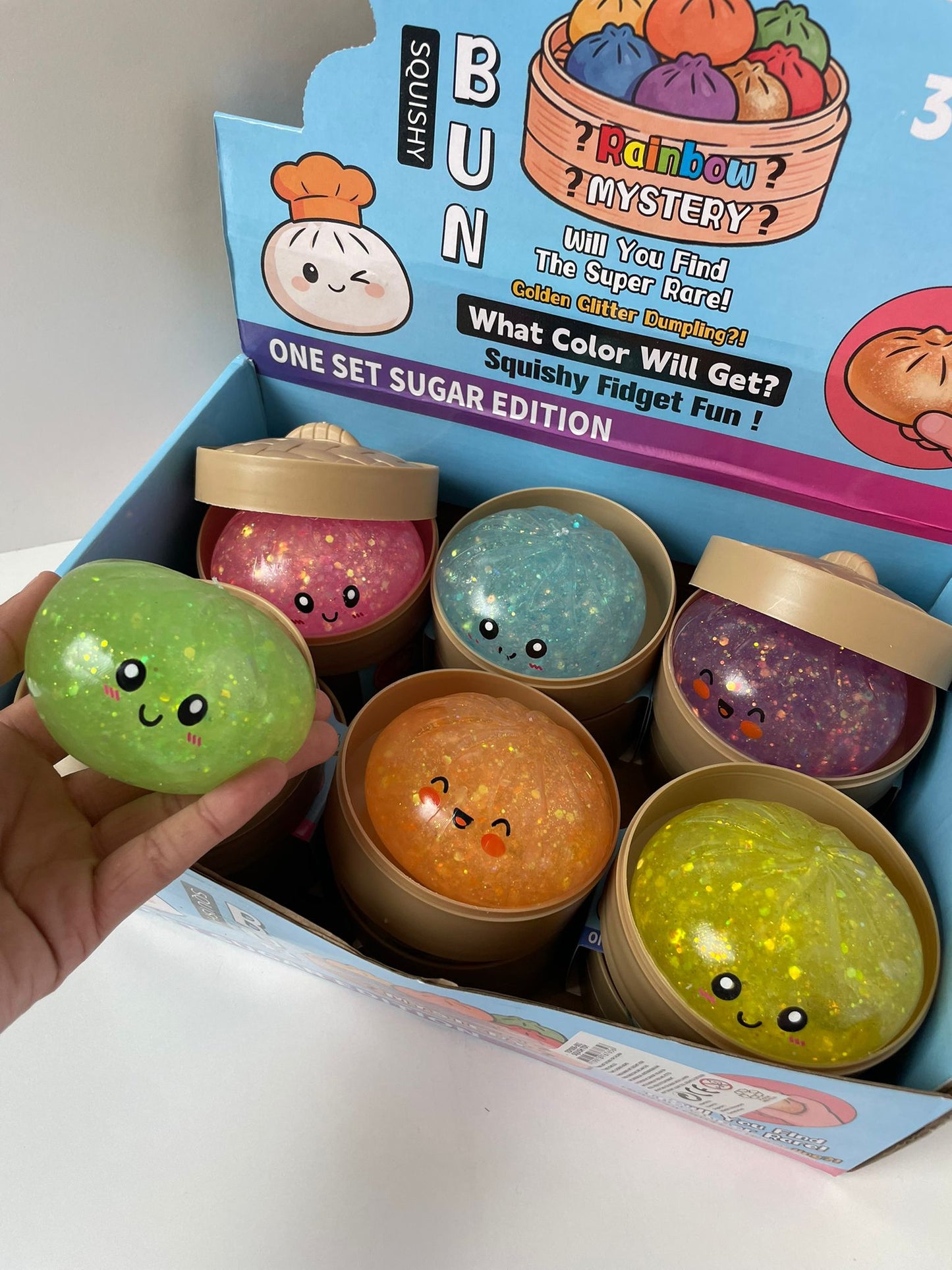 Glitter Squishy Dumpling Gel Filling - 1x Surprise kleur Squeezy