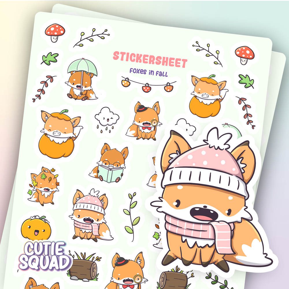 Stickervel - Foxes In Fall - CutieSquad