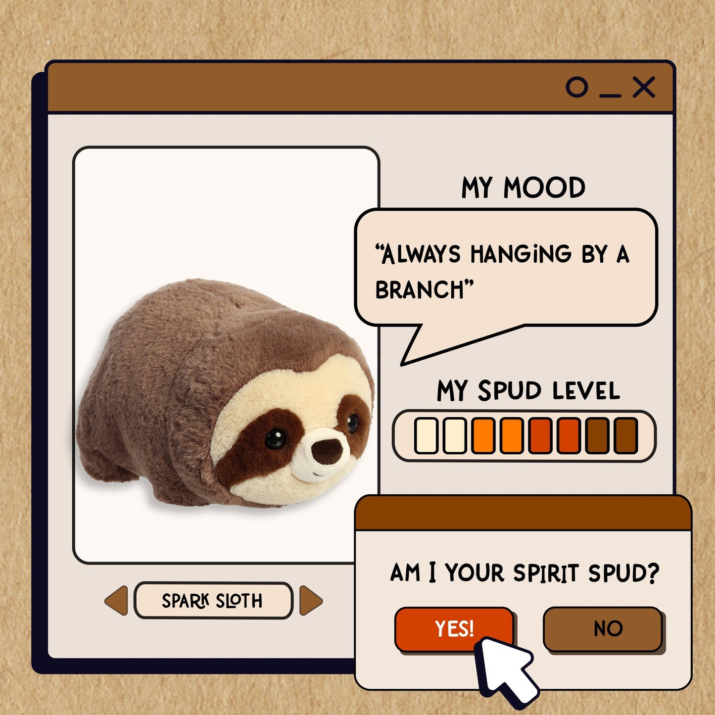 Spudsters Small Plush - Spark Sloth