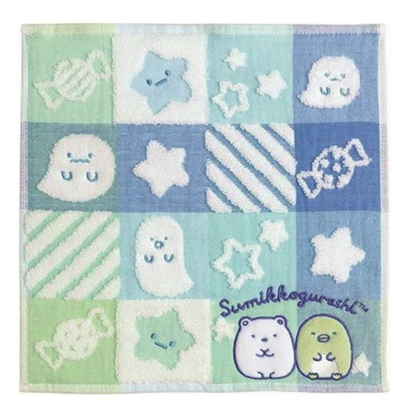 Mini Handdoekje - Sumikkogurashi Ghost Night Park - Blue & Green