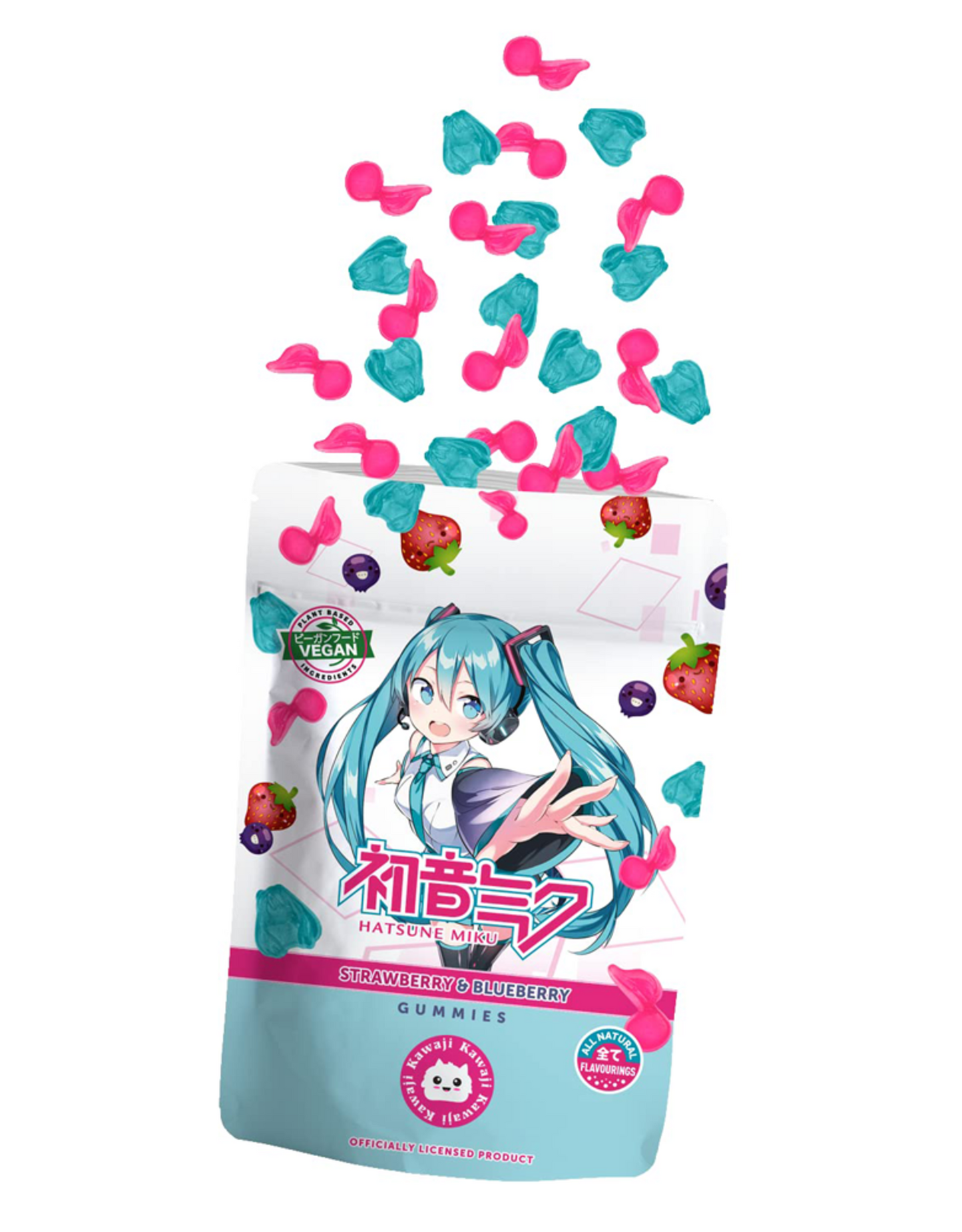 Hatsune Miku Vegan Gummies - Strawberry & Blueberry Flavour - 125 gram