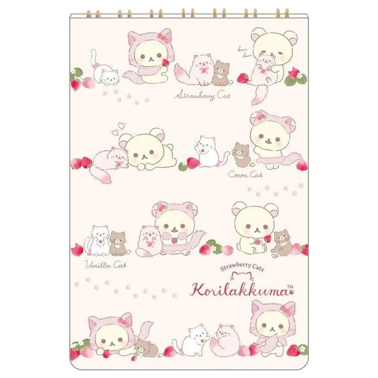 Memoblok met ringband Korilakkuma with Strawberry Cats - Light Pink