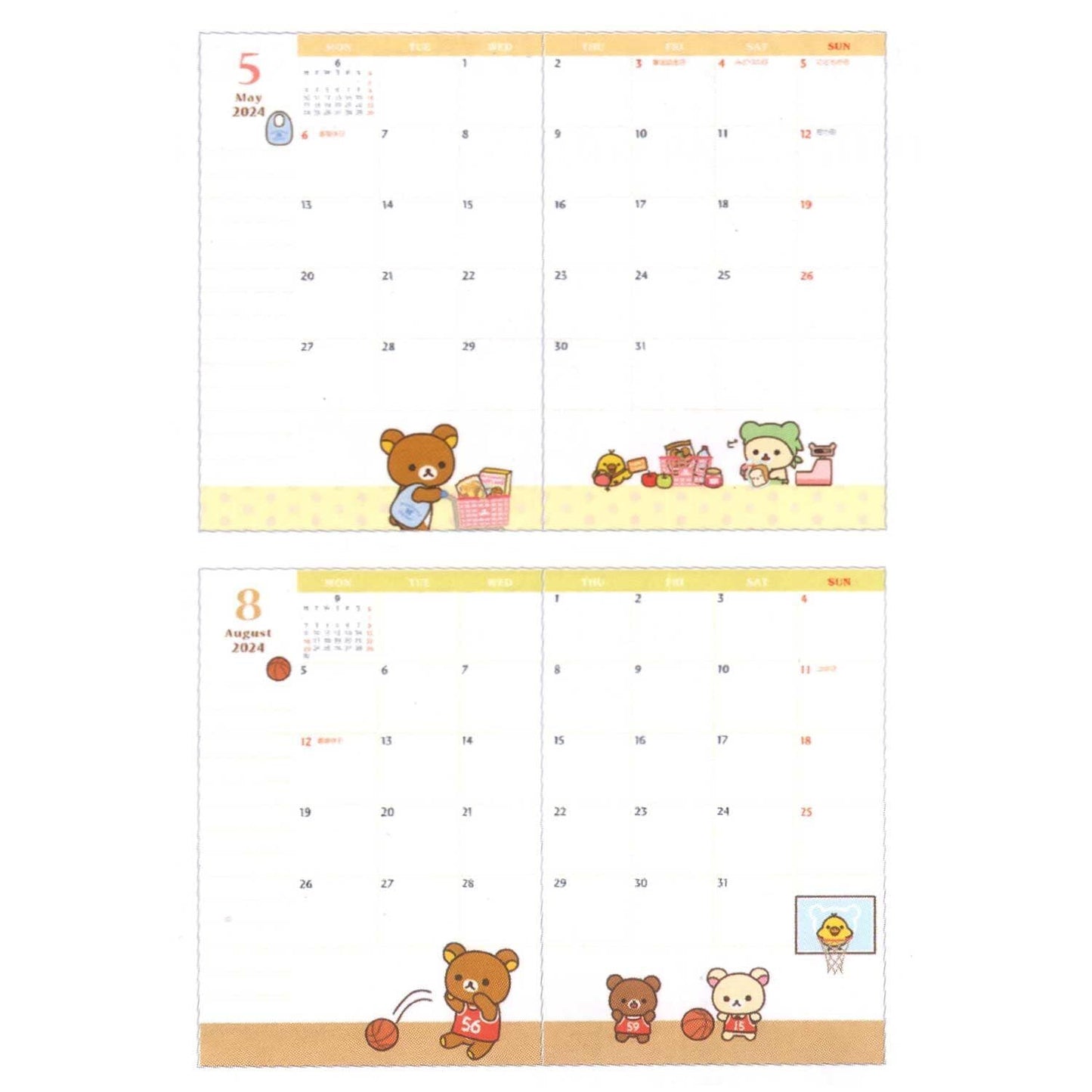 Rilakkuma Agenda 15,5 x 10,8 cm - 2023-2025 - Dinosaur