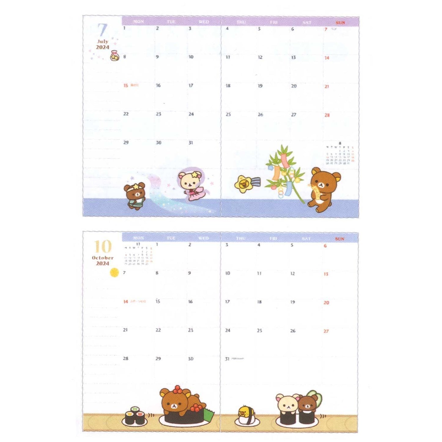 Rilakkuma Agenda 15,5 x 10,8 cm - 2023-2025 - Dinosaur