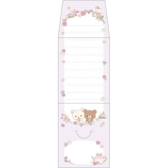 Memoblok klein Tea Bag Style in Box- San-X Rilakkuma - Flower Tea Time - Purple