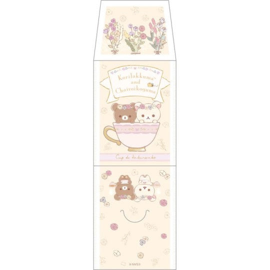 Memoblok klein Tea Bag Style in Box - San-X Rilakkuma - Flower Tea Time - Beige