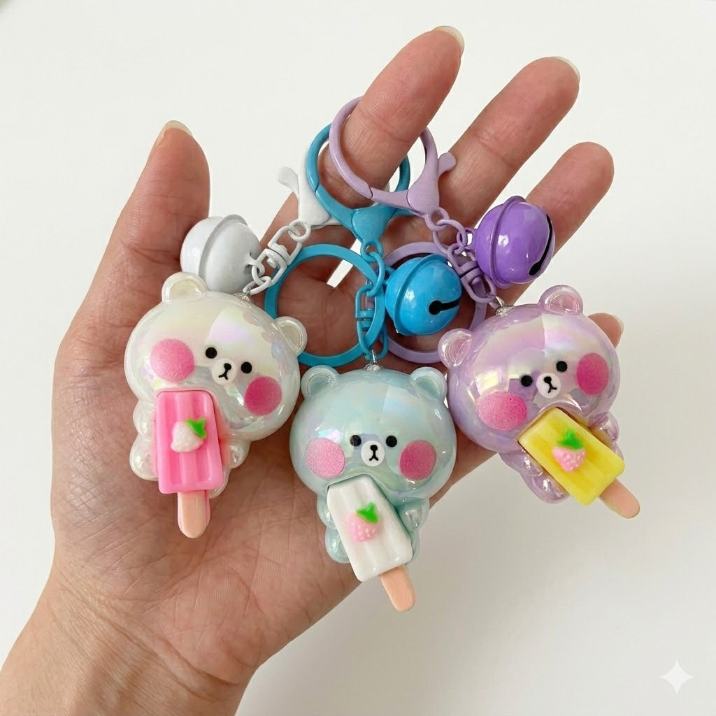Holographic Bear With Popsicle Key Chain - Kies Je Kleur!