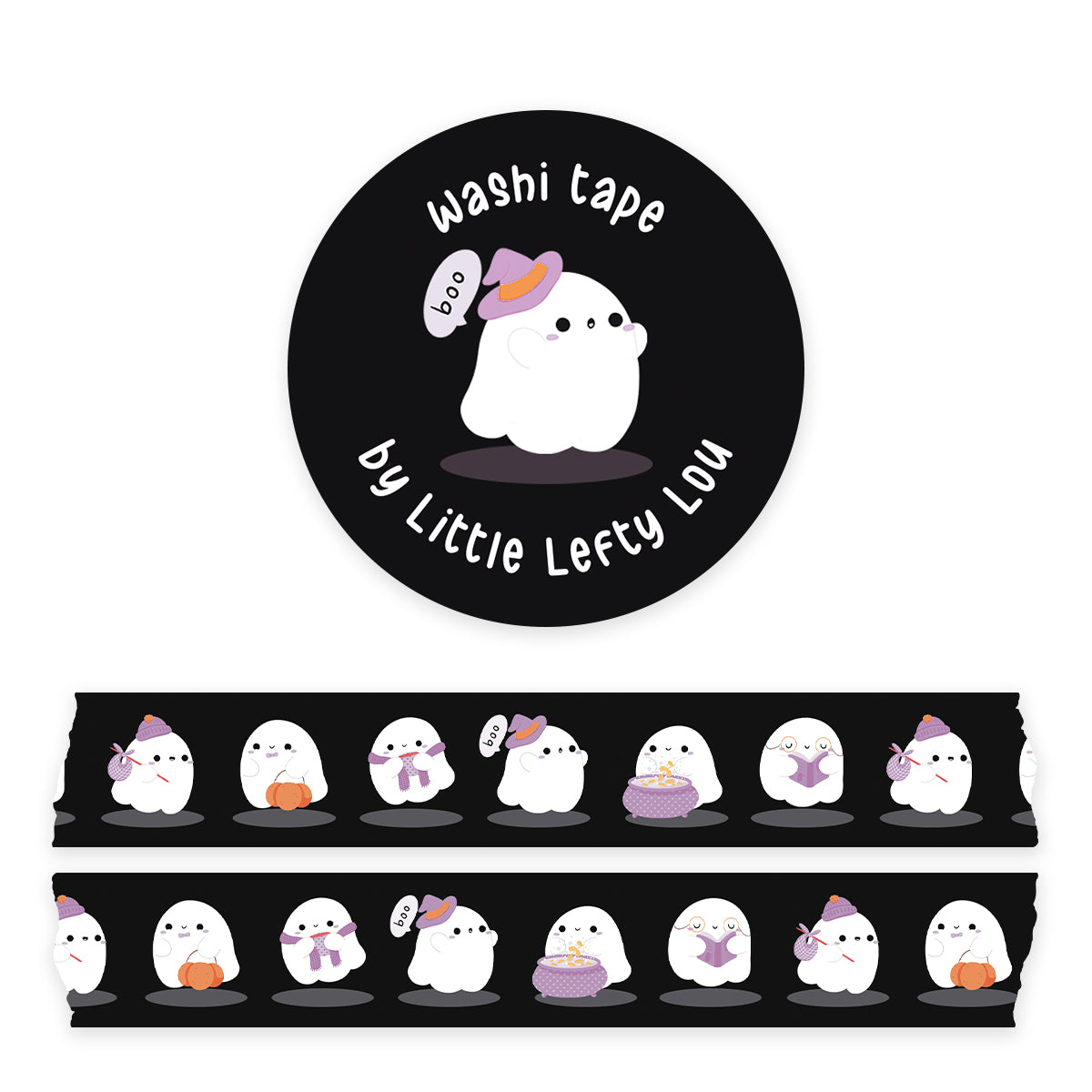 Washi Tape - Halloween Ghosts Black