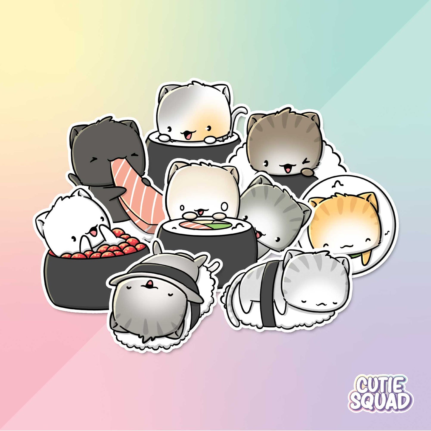 Stickerset - Sushi Cats - CutieSquad