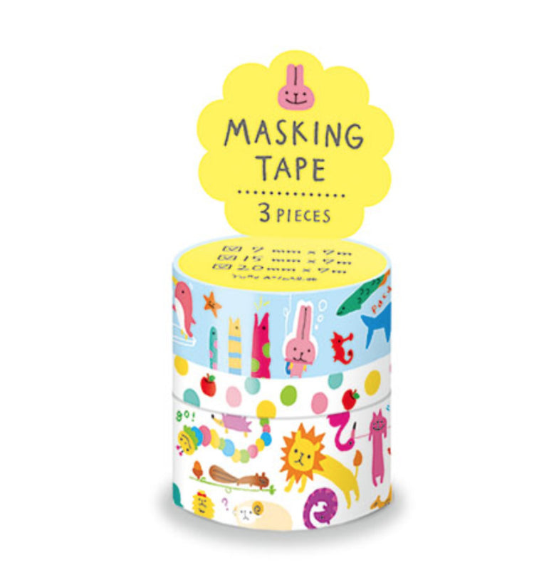 Washi tape set 3x - Yuru Animal