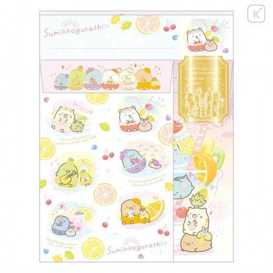 Briefpapierset San-X Sumikkogurashi Pen Pen Fruits Vacation Pink