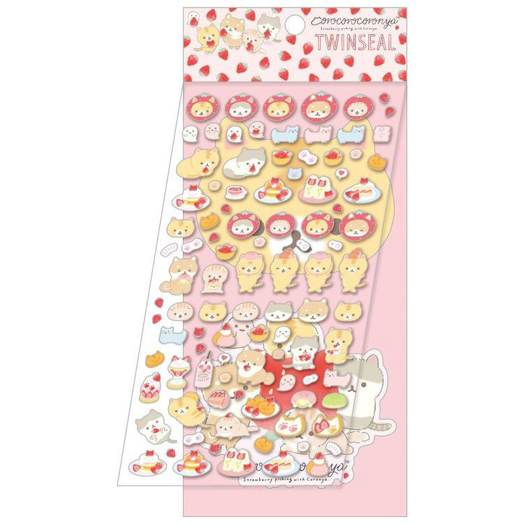 Stickervel 2 Sheets - San-X - Corocoro Coronya - Strawberry Pink