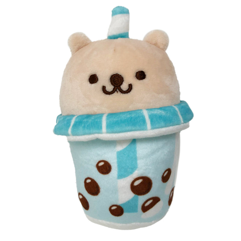 Kawaii Boba Bear Plush Keychain - Blue