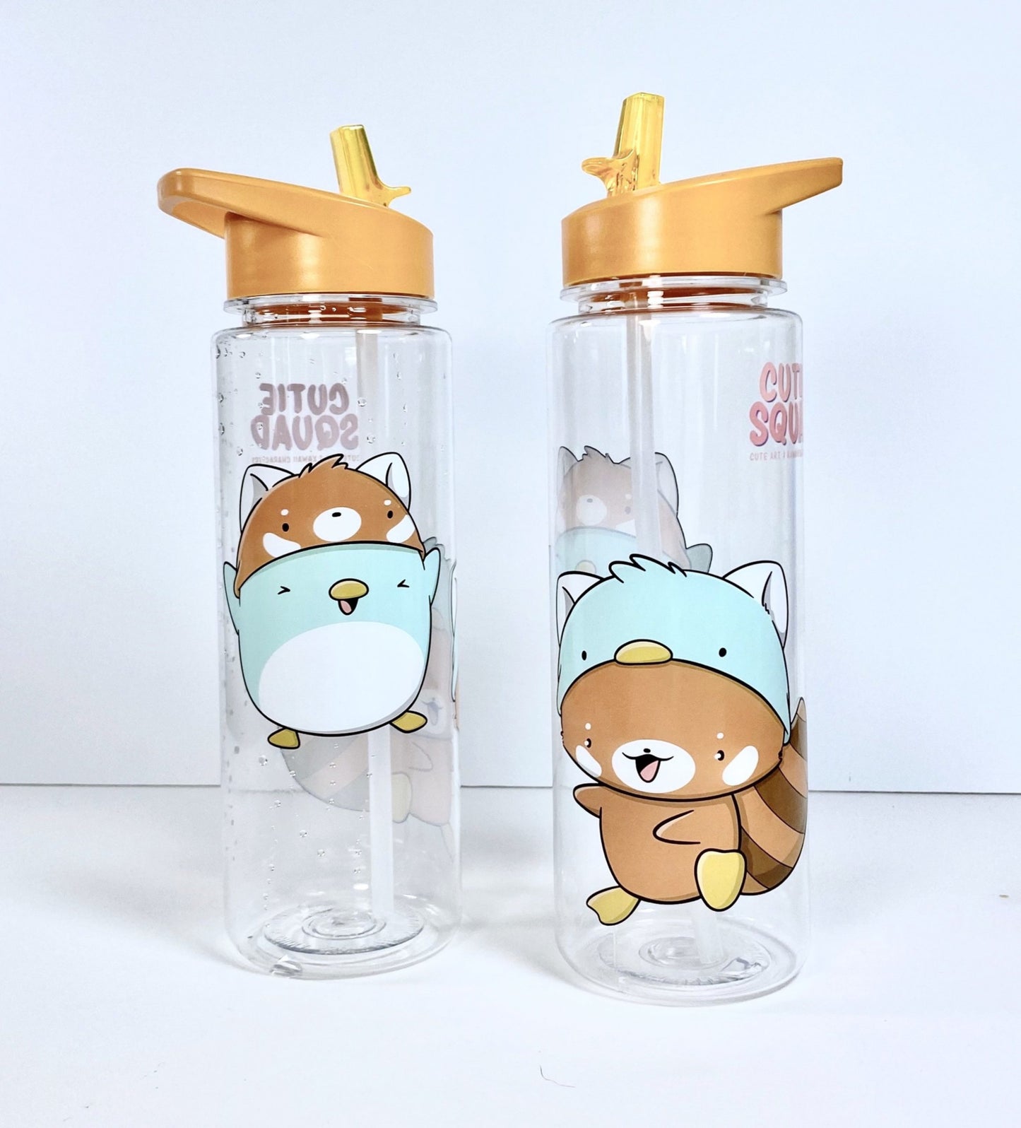 Drinkfles met rietje - Cutiesquad Penguin vs. Red Panda