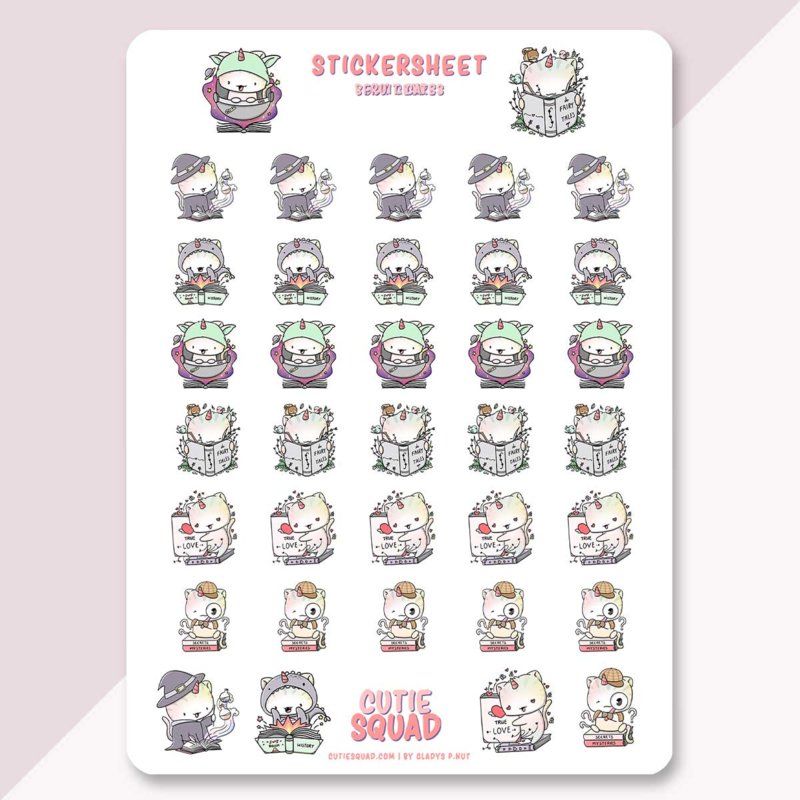 Stickervel - Book Lover Unikitties - CutieSquad