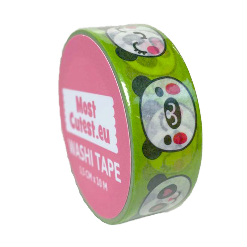 Washi Tape Kawaii Panda Green