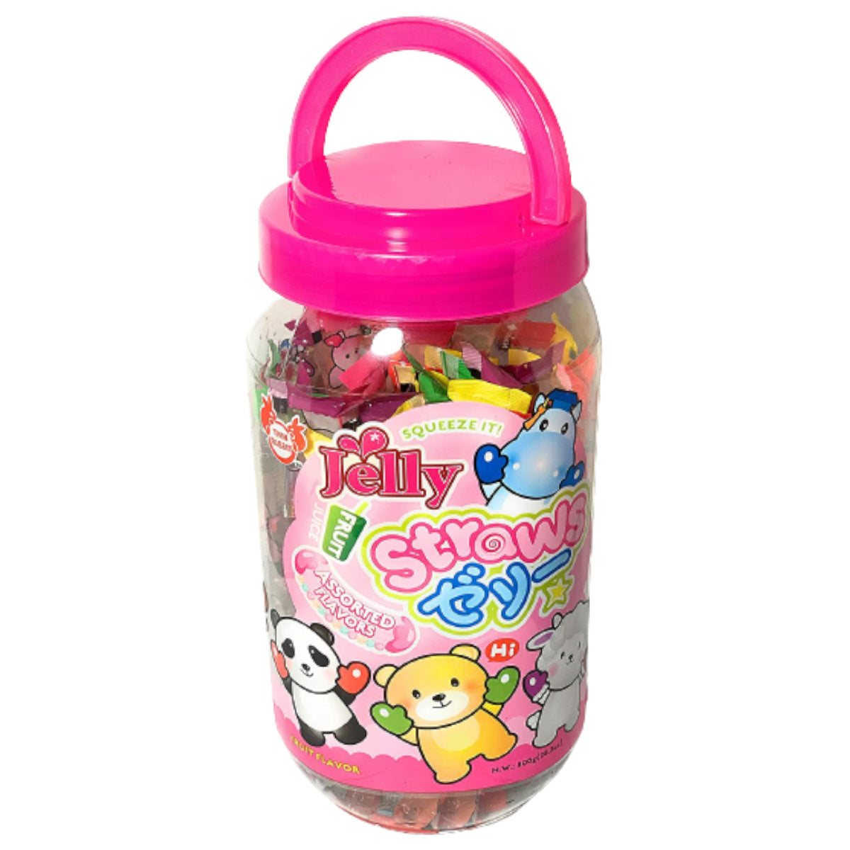 Animal Friends Jelly Straws 800gram (Pink Jar)