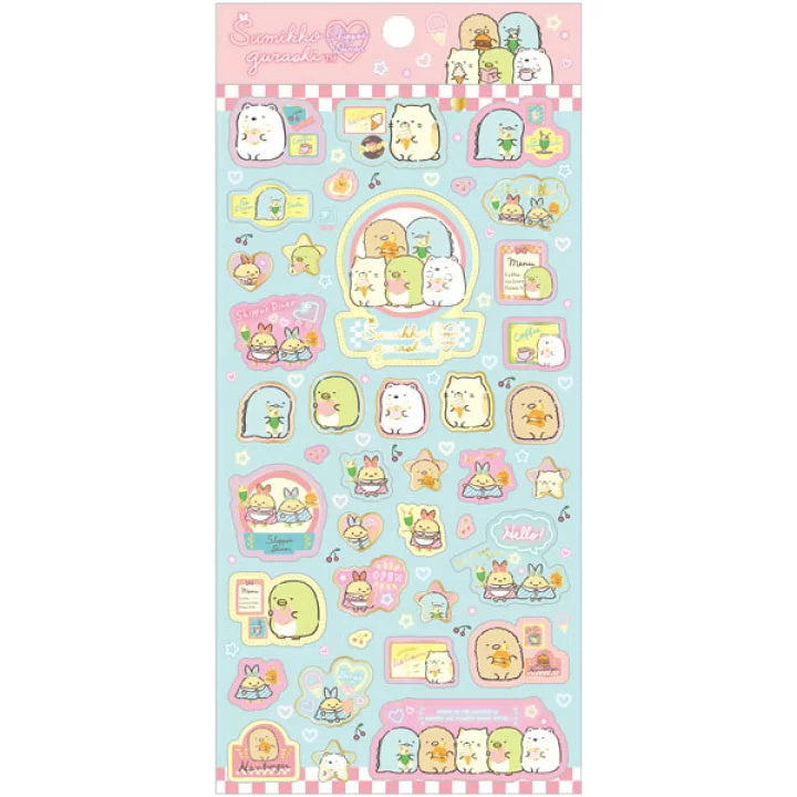 Stickervel San-X Sumikkogurashi - Shippo's Diner - Blue