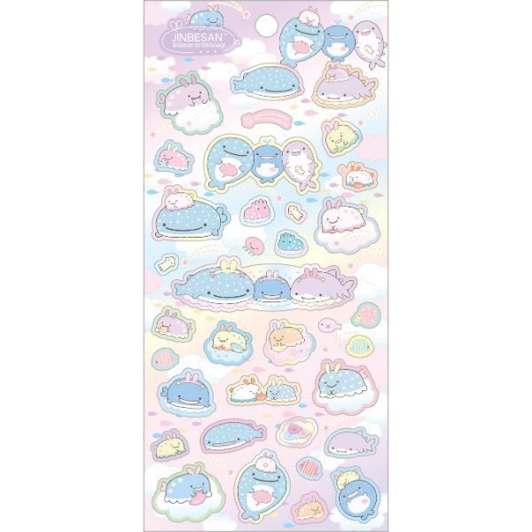 Stickervel San-X Jinbesan Umi Usagi - Rainbow