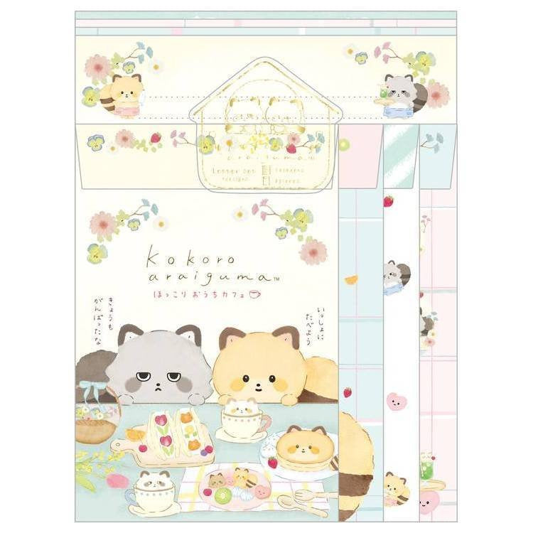 Briefpapierset San-X Kokoro Araiguma - Hokkori Ouchi - Cafe