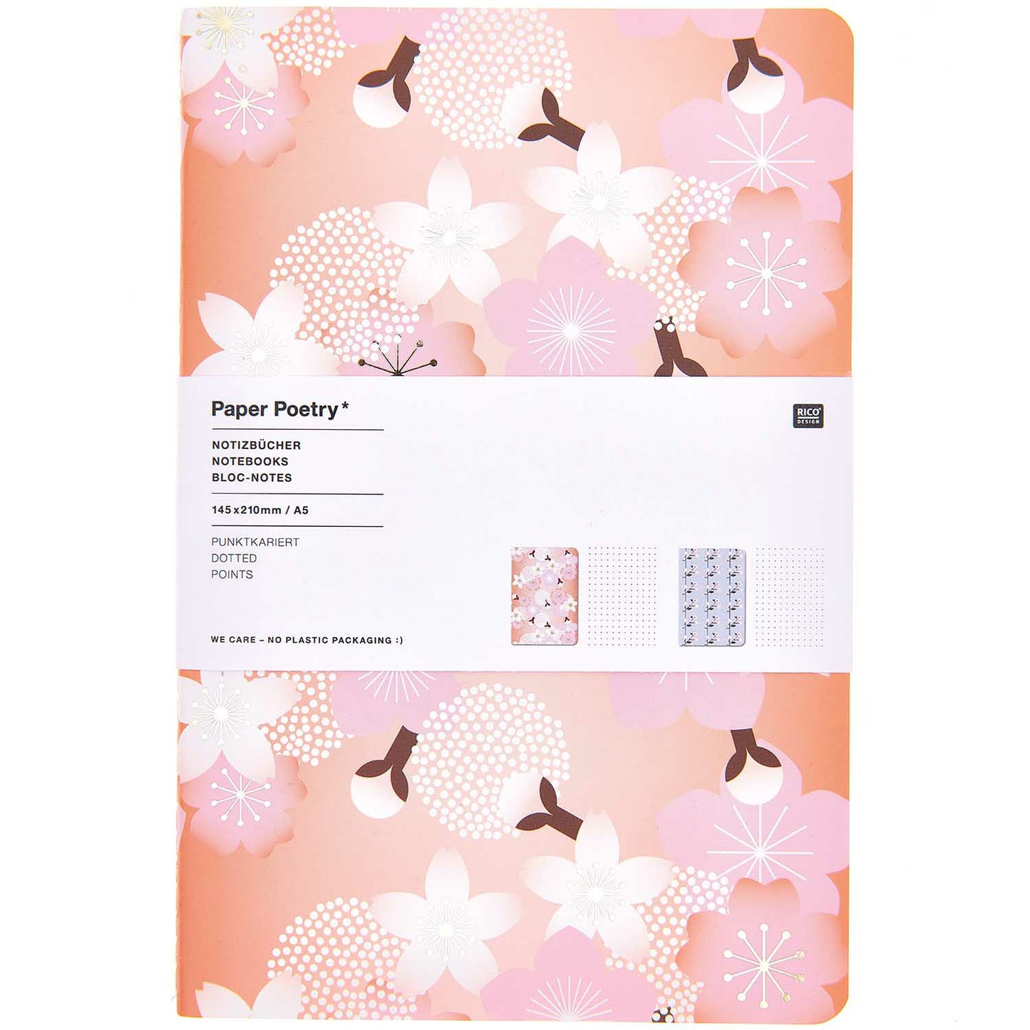 Set van 2 notebooks - Sakura Orange & Blue