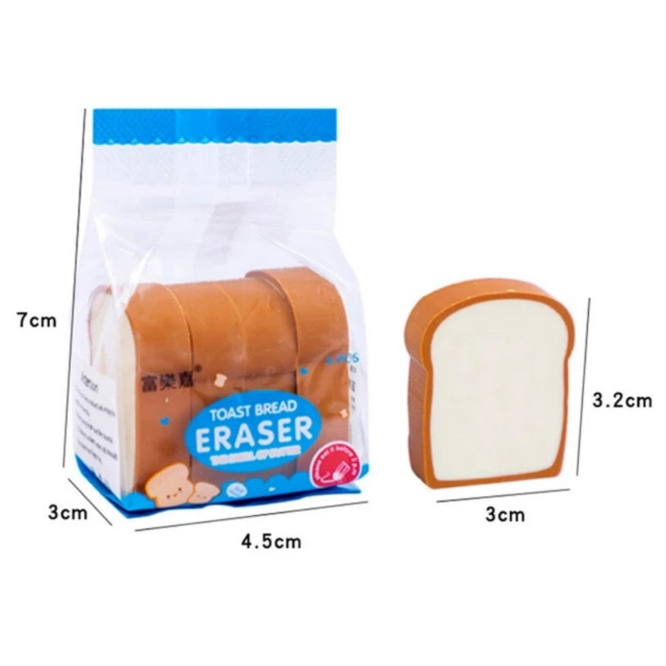 Toast Bread Eraser set (4 mini gummen) - Kies Je Kleur