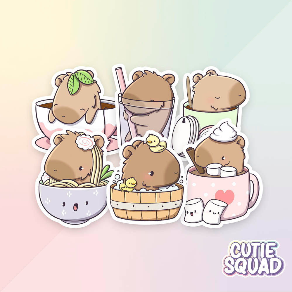 Stickerset - Capybara Bathing - CutieSquad