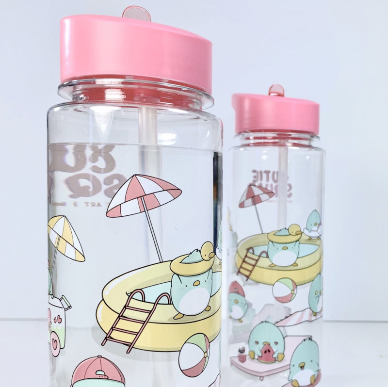 Drinkfles met rietje - Cutiesquad Summer Penguins