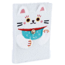 Notitieboek & Potloodhouder A5 - Maneki Neko Pluche