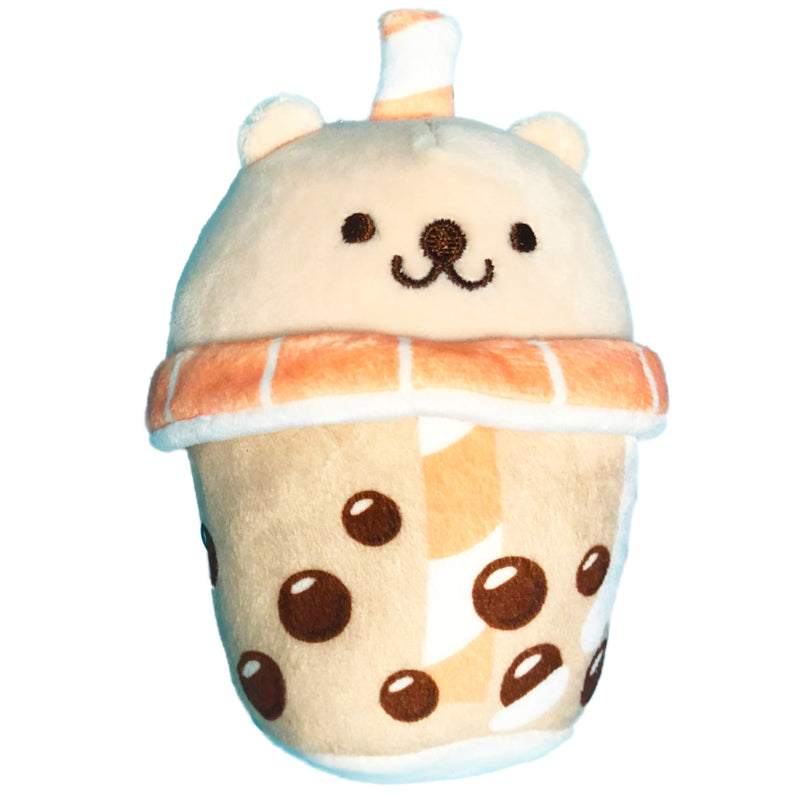 Kawaii Boba Bear Plush Keychain - Orange