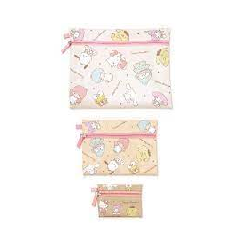 Sanrio characters (Beige) Zipper Pouches - 3 Stuks