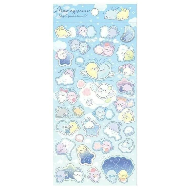 Stickervel San-X Mamegoma Sky Aquarium - Licht Blauw