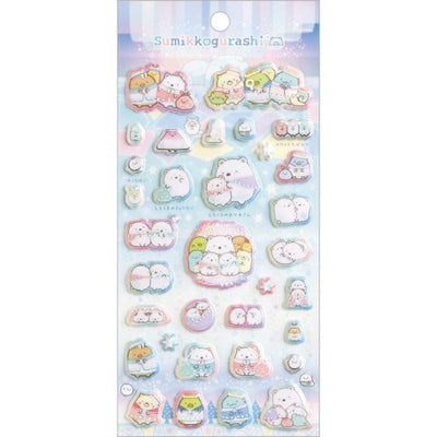 Sumikko Gurashi Glitter Puffy Stickers - Shirokuma´s Hometown Theme - Blue