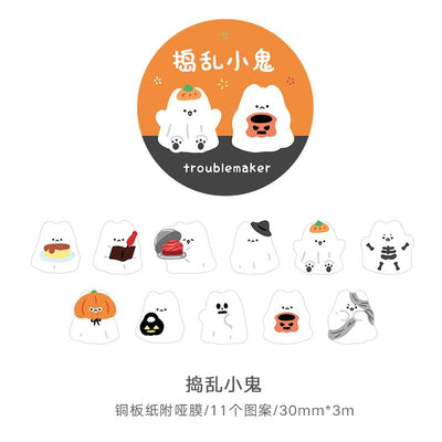 Kawaii Stickers op Rol - Halloween Ghosts