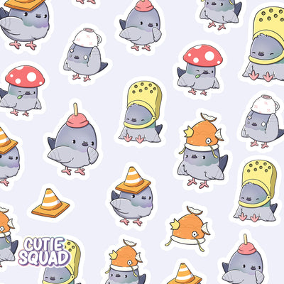 Stickervel - Pigeons with hats - CutieSquad