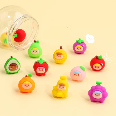 Kawaii Fruits Mini Eraser Set - 12 gummetjes