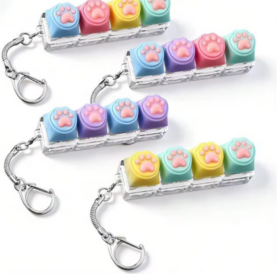 Cat Paw Keyboard Clicker Keychain - surprise kleur