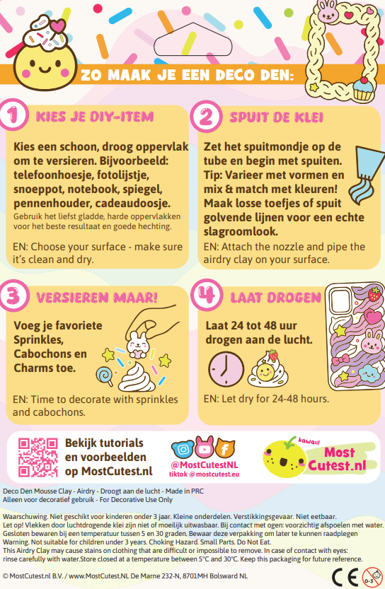 DIY Deco Den Luchtdrogende Klei - 3 x 30 gram - Blauw/Geel/Mint