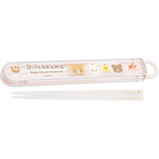 Rilakkuma Chopsticks Set in bewaarbakje - Roze/bruin