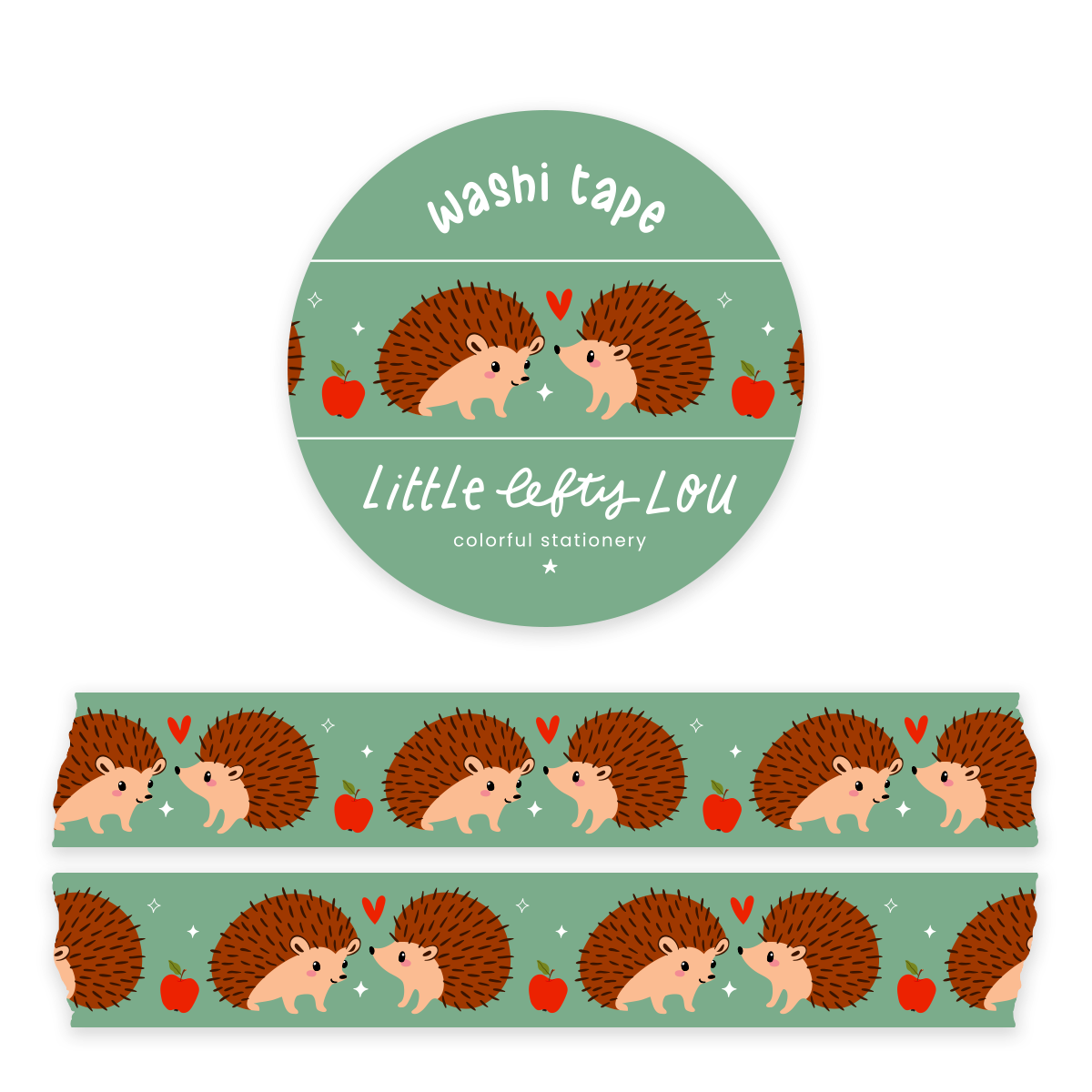 Washi Tape - Cute Hedgehogs - Little Lefty Lou