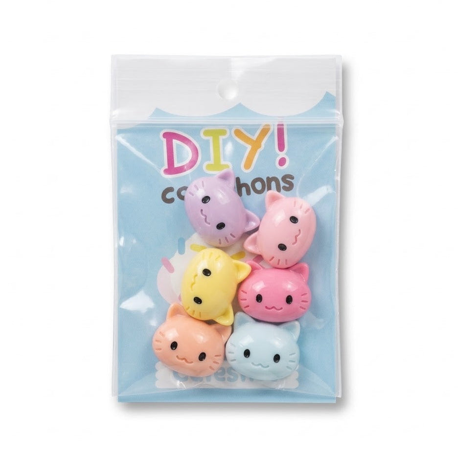 DIY Kawaii Cabochons - Pastel Cats - 6 PCS bag
