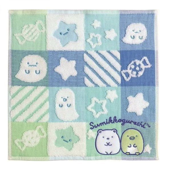 Mini Handdoekje  - Sumikkogurashi Ghost Night Park - Blue & Green