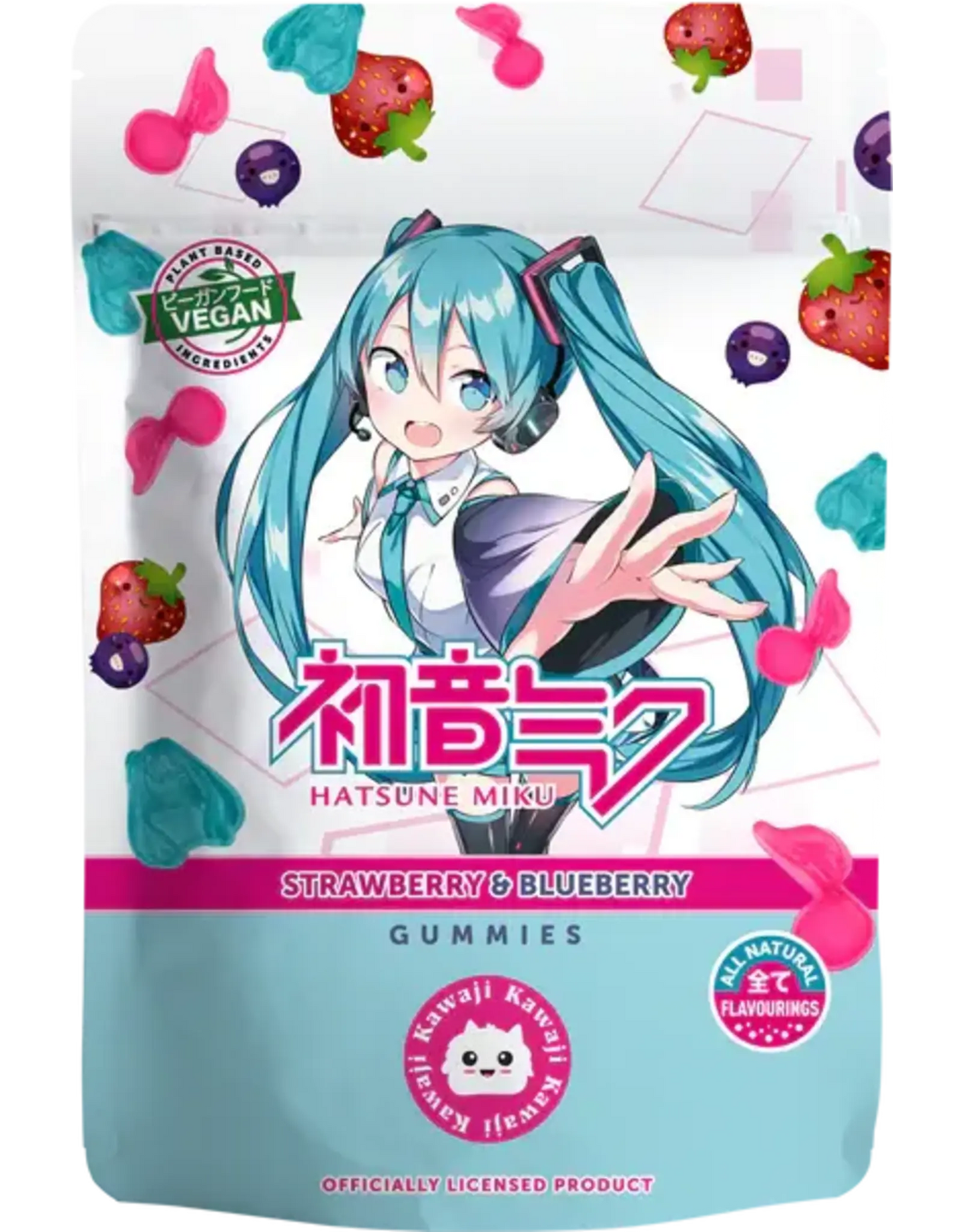 Hatsune Miku Vegan Gummies - Strawberry & Blueberry Flavour - 125 gram