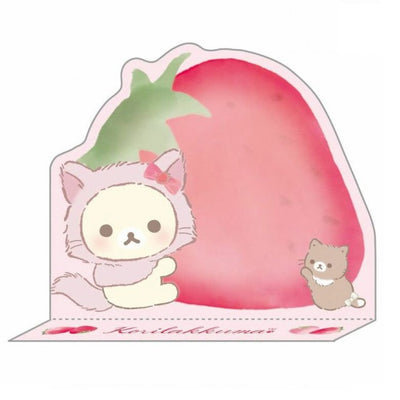 Die-Cut Sticky Notes Korilakkuma with Strawberry Cats - Red
