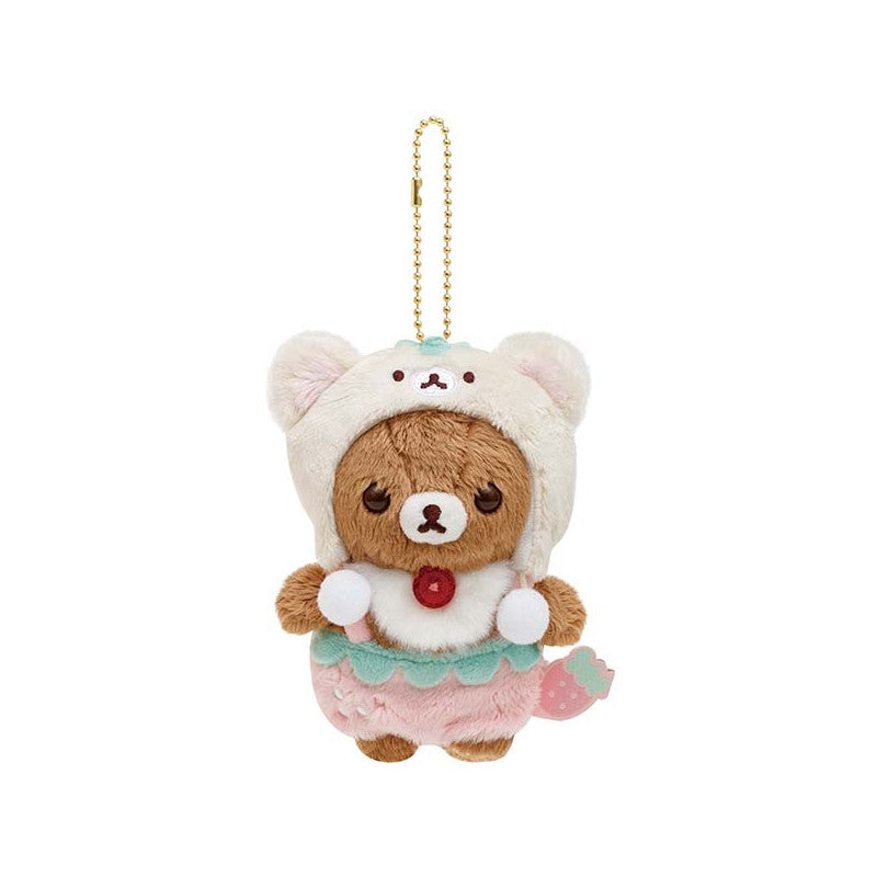 Rilakkuma Chairoikoguma Plush Keychain Bagcharm - Full of Strawberry Day
