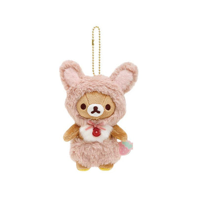 Rilakkuma Bunny Plush Keychain Bagcharm - Full of Strawberry Day