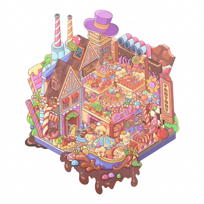 BYO Kawaii Sticker World - XL Puppy's Chocolate Factory - DIY Sticker Scene Set