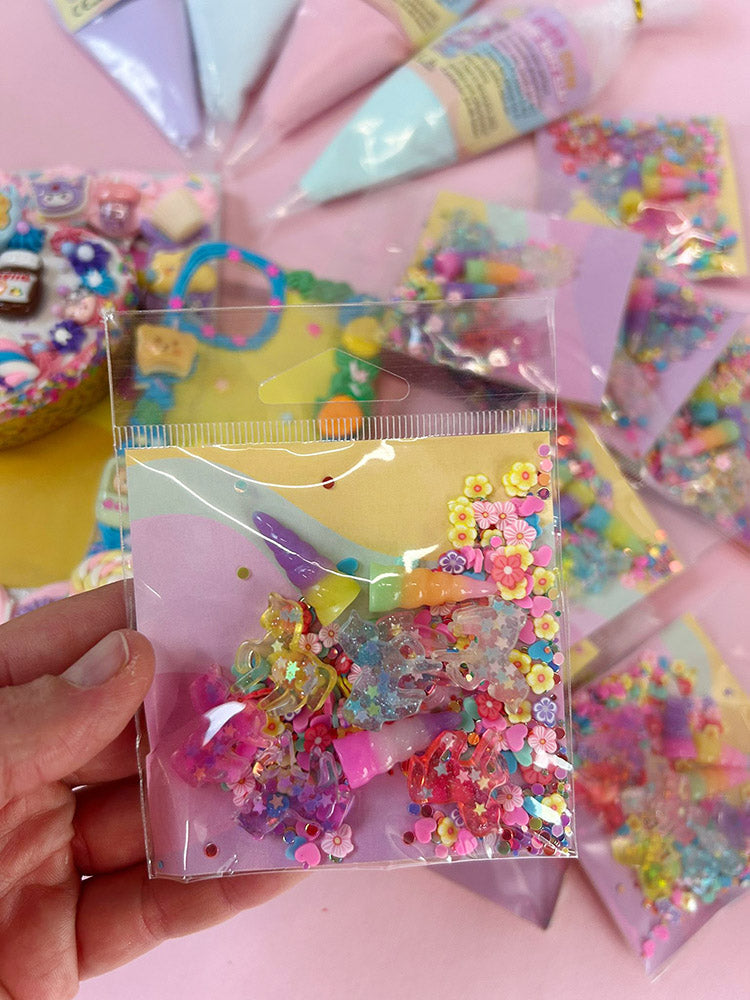 DIY Kawaii Cabochons & Sprinkles Mix - Glittery Unicorns - 10 PCS bag