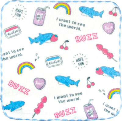 Mini Handdoekje 21 x 21 cm Rainbow Shark