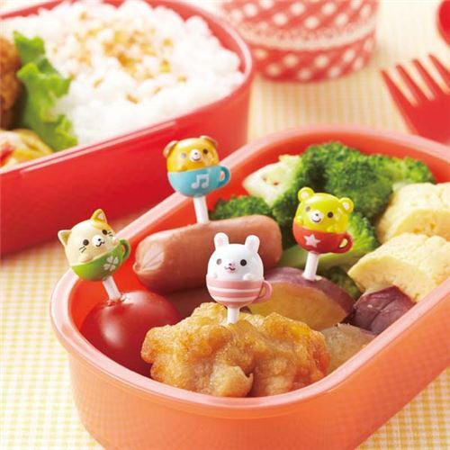 Kawaii Bento Lunchbox Prikkers Animal Teacups - Bento Picks